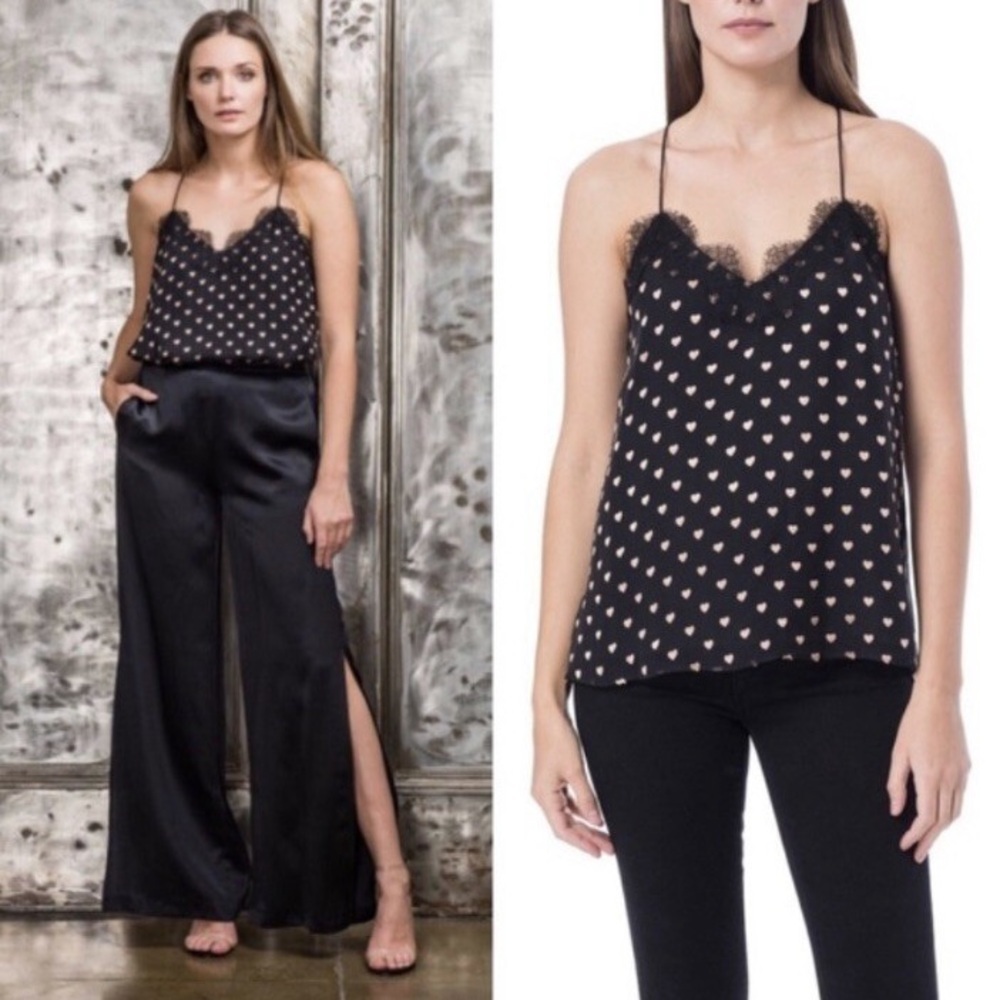 Cami NYC Lace Heart Camisole Black Pink